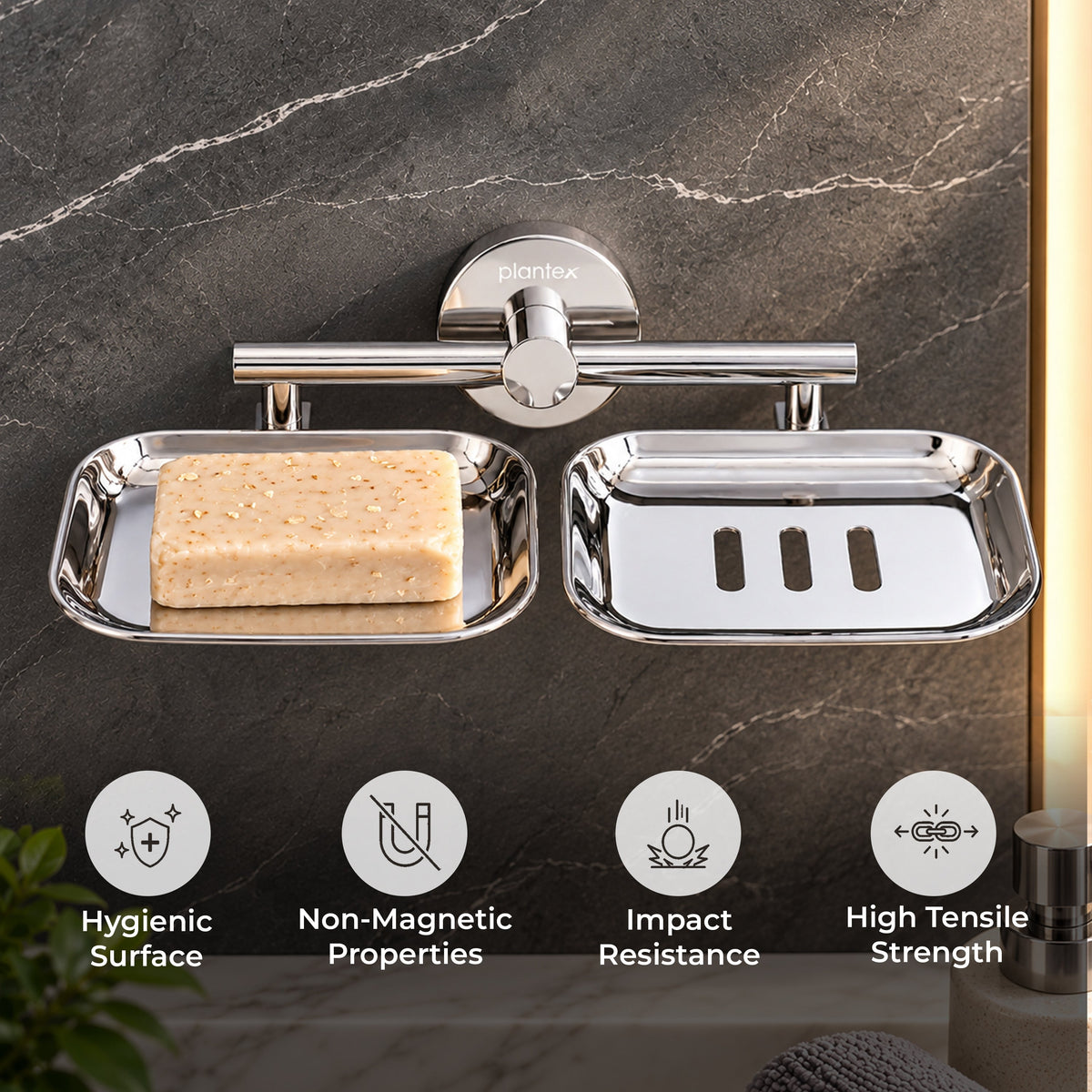 Plantex Galaxy 304 Grade Stainless Steel Bathroom Soap Holder/Soap Stand/Soap Dish for Bathroom Accessories (Chrome)-5