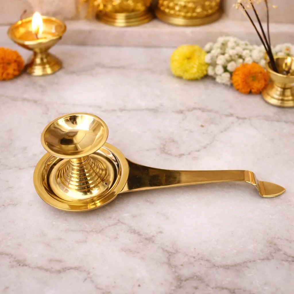 Brass Dhoop Aarti Spoon (9.8 Inch)