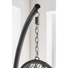 Edmondo Single Seater Hanging Swing With Stand For Balcony , Garden Swing (Dark Brown)