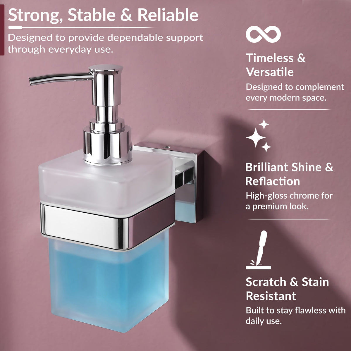Plantex Heavy-Duty Stainless Steel Liquid Soap Dispenser/Hand Wash Dispenser/Shampoo Dispenser/Bathroom Accessories -Aqua (Chrome)-5