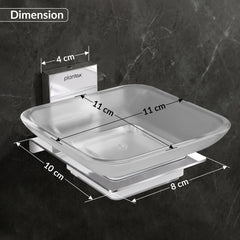 Plantex 304 Grade Stainless Steel Soap Dish/Glass Soap Holder/Soap Storage for Bathroom/Bathroom Accessories - Crystal (Chrome)-2