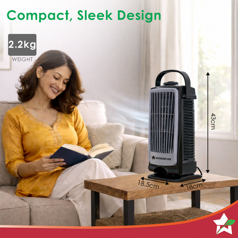 Wonderchef Tornado Portable Fan, For Home and Office Tabletop, 3 Speed Settings, 2kg Mini Portable Fan, Low Power Consum