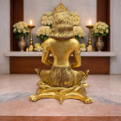 Brass Saint Gorakhnath Statue Sitting On Naag And Lion (14 Inch)