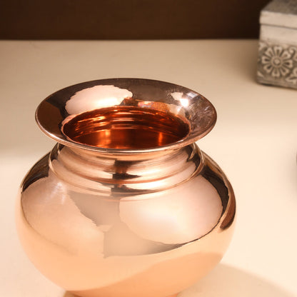 Copper Pooja Kalash Traditional Religious Pot for Puja Rituals (4.5 Inch)
