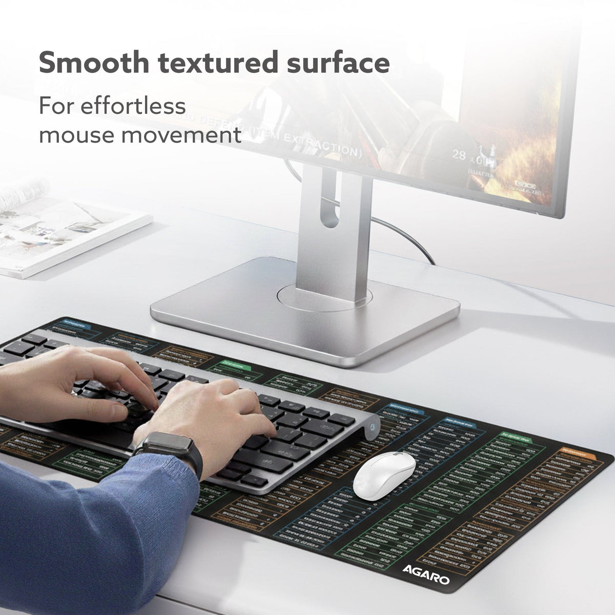 AGARO Keyboard Shortcut Deskmat, Extra Large Desk Mouse Pad with Windows & Office Shortcuts-3