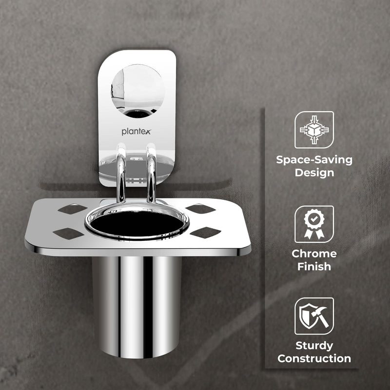 Plantex Stainless Steel Tooth Brush Holder/Tumbler Holder/Bathroom Accessories - (Dream - Chrome)-3