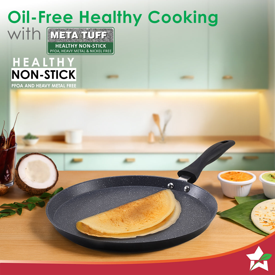 Duralite Die-cast 28 cm Dosa Tawa | 5 Layer Healthy Duramax Non-Stick Coating | Soft Touch Handle | Pure Grade Aluminium | PFOA Free | 2 Year Warranty | Grey