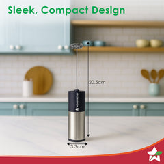 Wonderchef Regalia Milk Frother | Rich and Creamy Froth in Seconds | Stainless Steel Body & Whisk | AA Battery Operated 