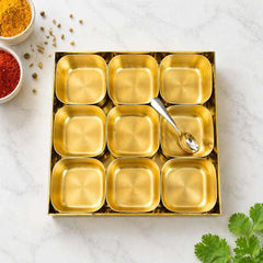 Brass Square Masala Daani / Spice Box (2 Inch)