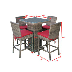 Klein Outdoor Patio Bar Sets 4 Chairs and 1 Table (Capicano)