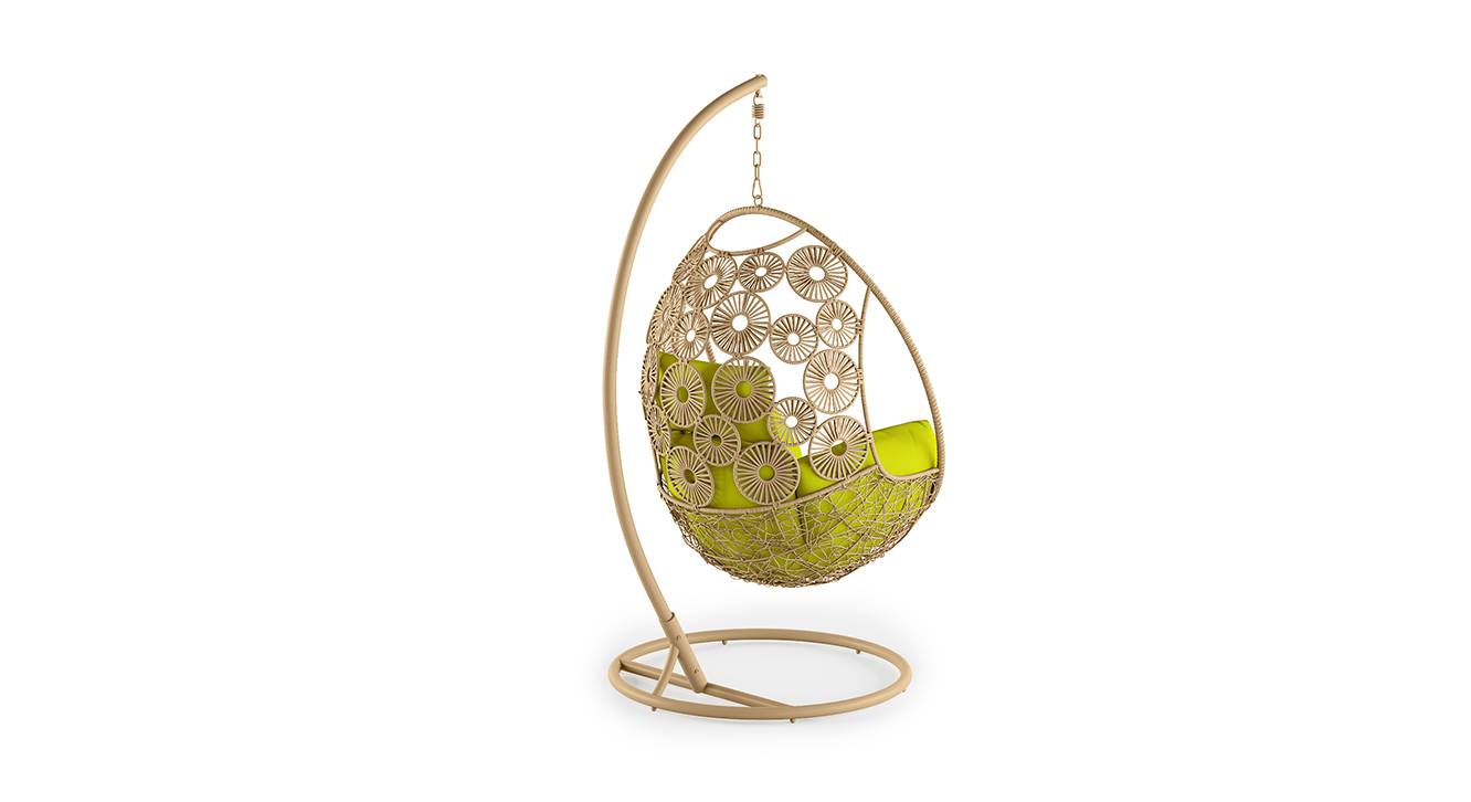 Noemi Single Seater Hanging Swing With Stand For Balcony , Garden Swing (Honey)