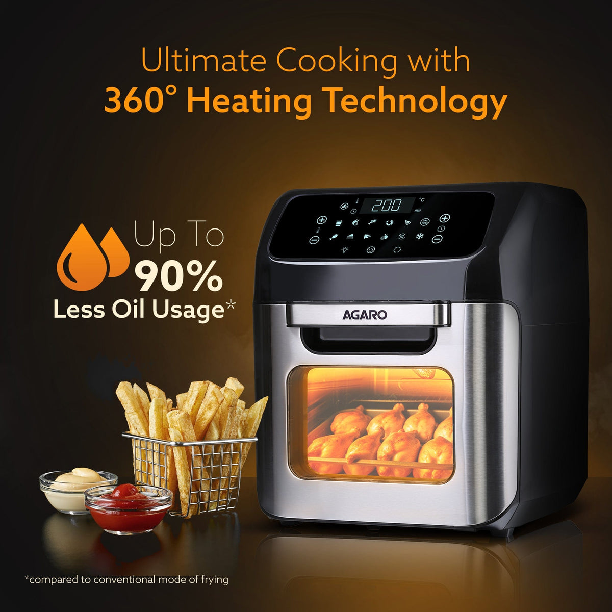 AGARO Regency Air Fryer - 1800 Watts - 12L-3