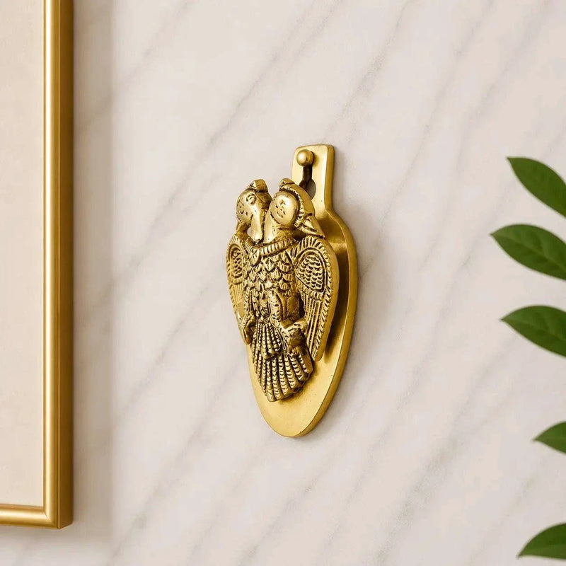 Brass Gandaberunda / Two Headed Bird Wall Hanging Idol (3.8 Inch)