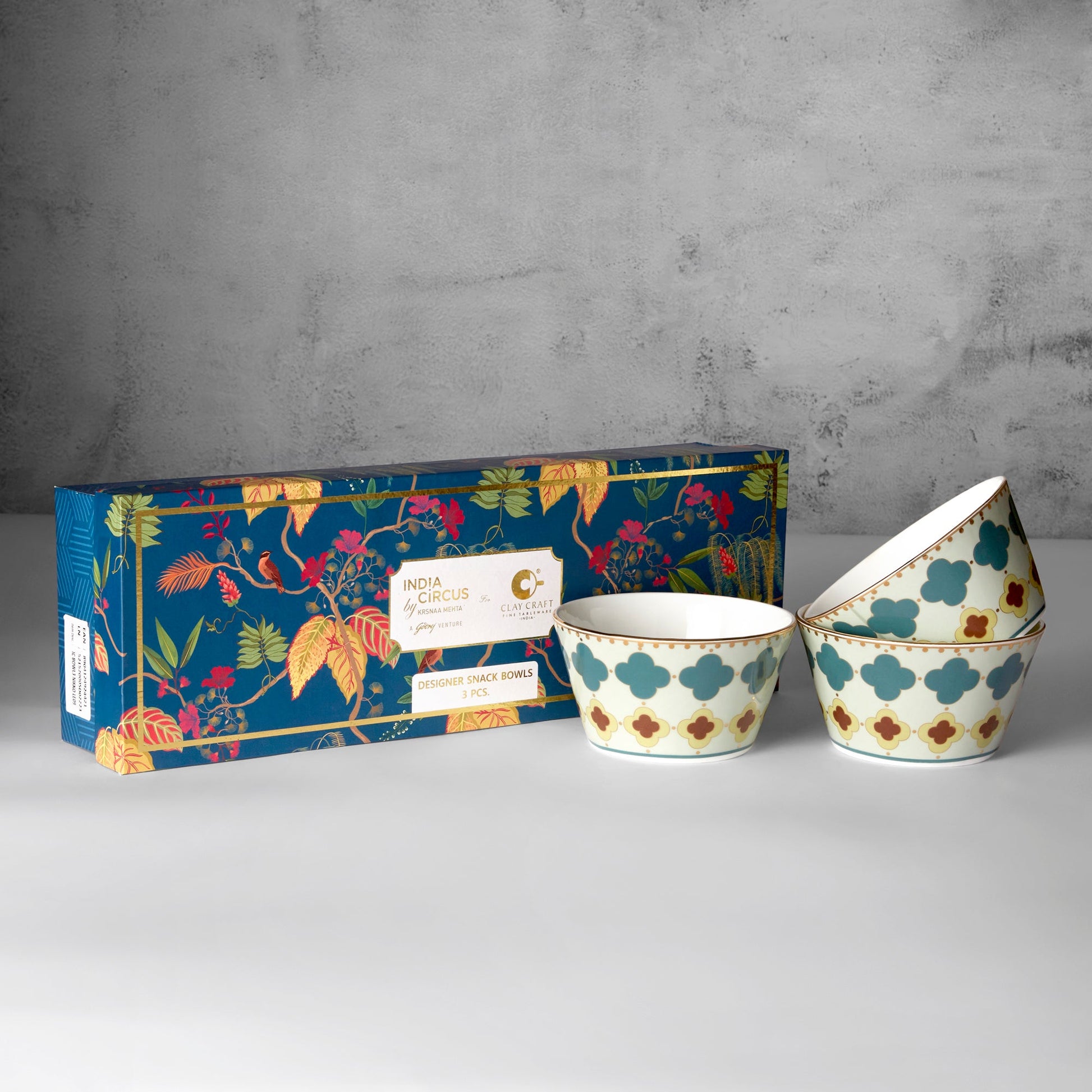 India Circus Grandeur Green Nikko Bowl Set of 3