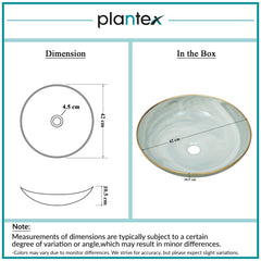 Plantex Wash Basin/Ceramic Table Top Wash Basin/Designer Countertop Basin for Bathroom/Restaurants/Hotel (Mint green & Gold - 16.5 x 16.5 x 4 Inch)-3