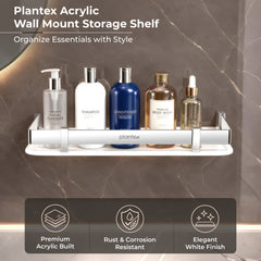 Plantex Acrylic Multipurpose Bathroom Shelf/Rack for Living Room/Wall Mount Storage Shelf - Bathroom Accessories Items (White, 12x6 inches)-6
