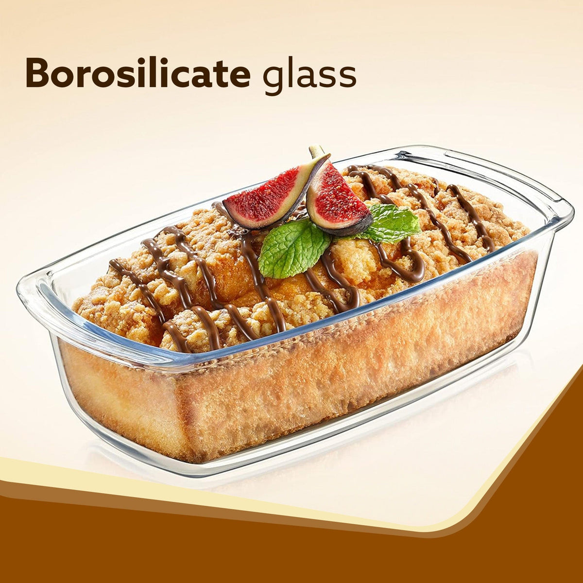 AGARO Elite Glass Loaf Tray Rectangular, 1800ml, Bake Safe, Oven Safe, Glass Dish Tray, Borosilicate Glass Tray, Serving