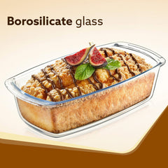 AGARO Elite Glass Loaf Tray Rectangular, 1800ml, Bake Safe, Oven Safe, Glass Dish Tray, Borosilicate Glass Tray, Serving