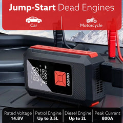 AGARO Regal Tyre inflator & Jump Starter, For Cars & Bikes, 12V, Upto 150 PSI, 10000 mAH Powerful Battery, LED Light, Di