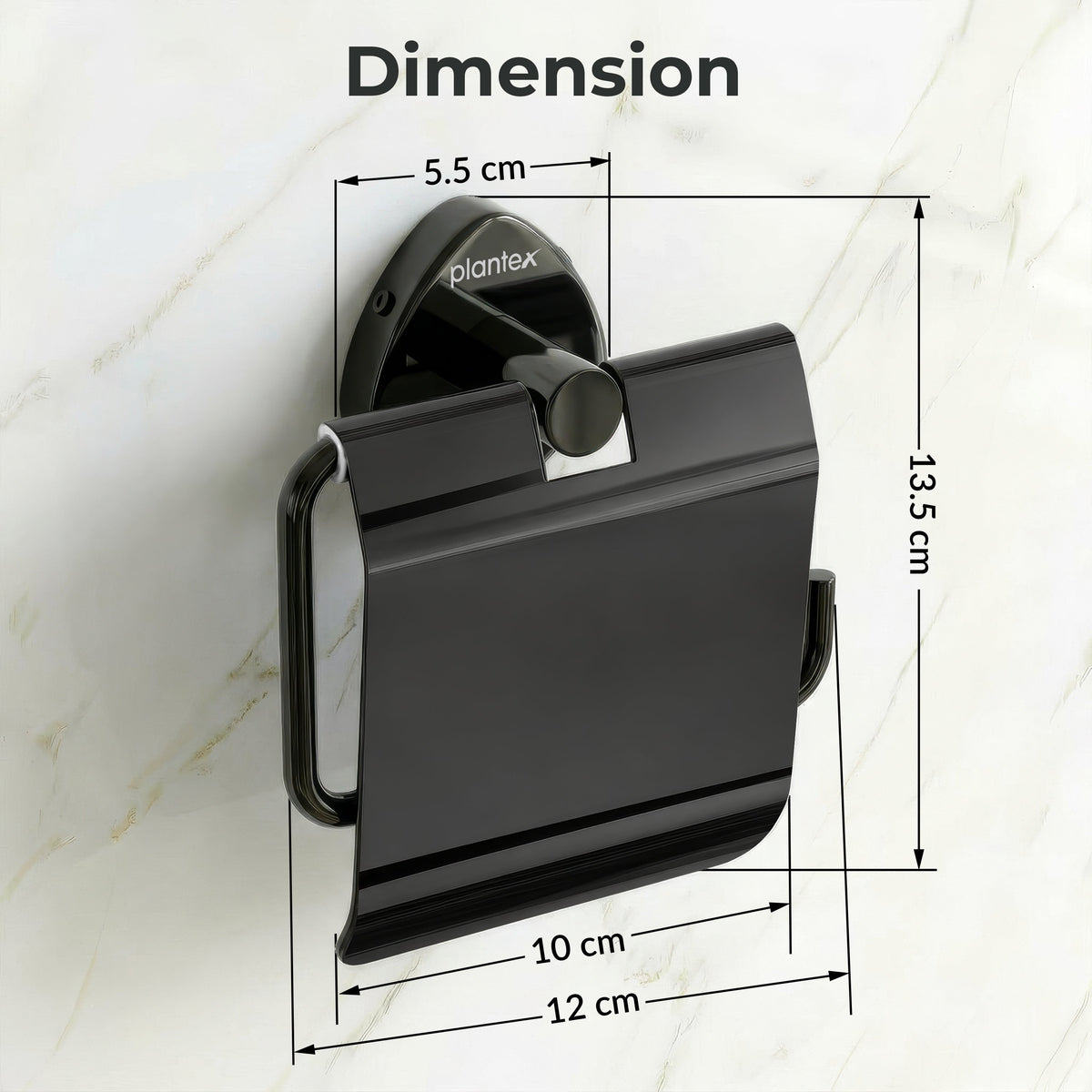 Plantex J4 Stainless Steel Toilet Paper Holder for Bathroom/Tissue Holder for Washroom/Toilet roll Holder for Wall Mounted/Bathroom Accessories (PVD Black Finish) Angel-2