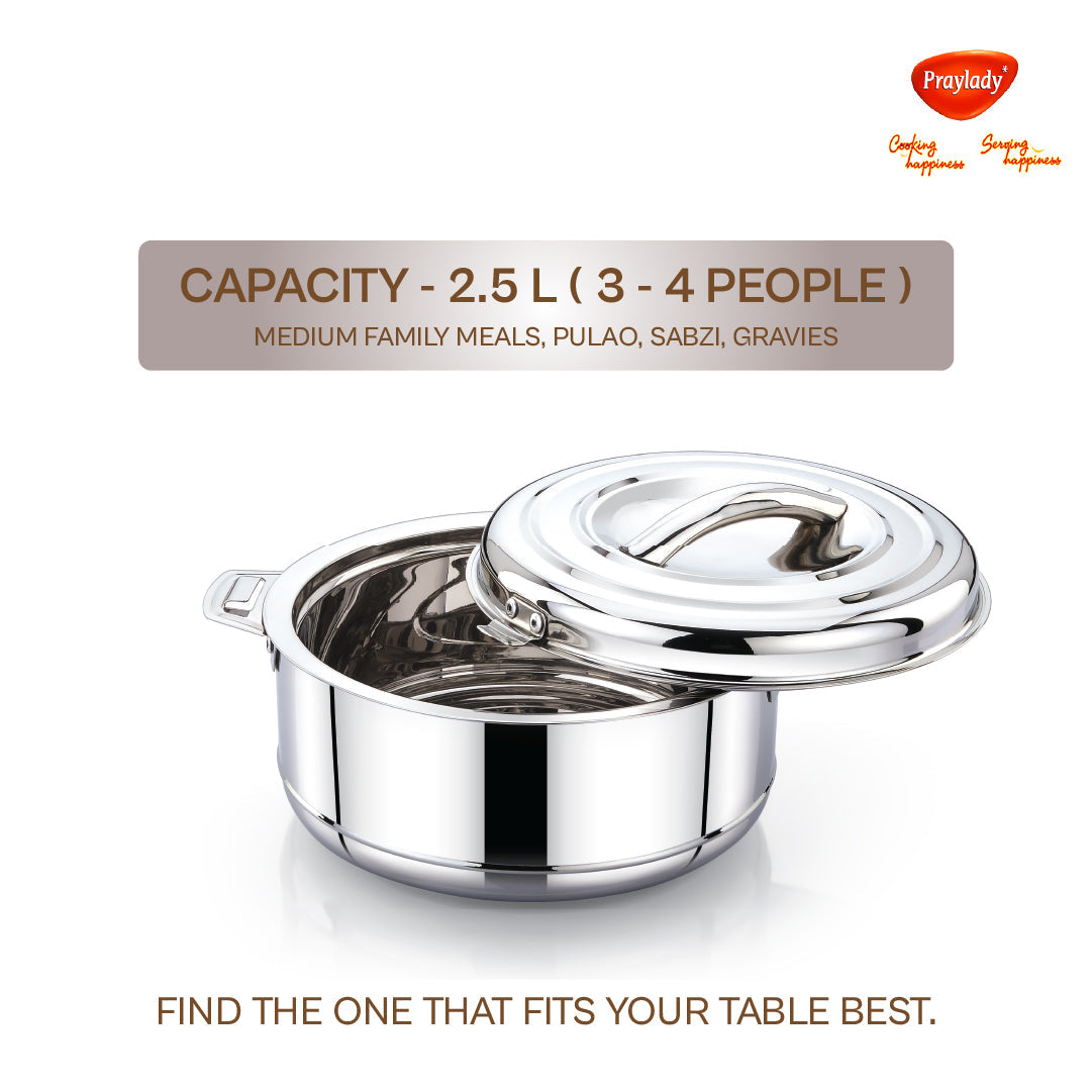 Praylady Vintage Hotpot – Premium Stainless Steel Insulated Casserole for Hot & Cold Meals (1L–5L)