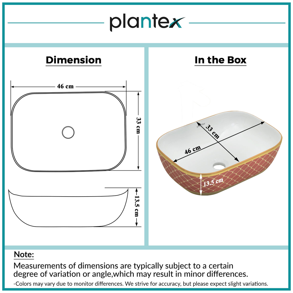 Plantex Ceramic Washbasin for Bathroom/Table Top Wash Basin/Countertop Vessel Sink Basin - Indo-European Collection - (NC-104,18 x 13 x 5 Inch)-2