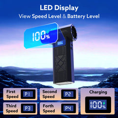 AGARO Electric Air Duster, Powerful 120000 RPM Cordless Mini Blower with 4-Speed Settings, Digital Display & 5200 mAh Ba