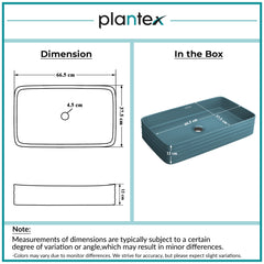 Plantex Ceramic Designer Washbasin for Bathroom/Countertop Bathroom Basin/Rectangle Tabletop Wash Basin for Restaurant/Hotel (Harmony Blue - 26 x 15 x 5 Inch)-2