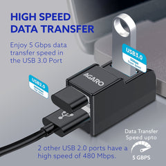 AGARO 3-Port USB Hub, USB 3.0 Data Hub with High-Speed 5Gbps Transfer-3