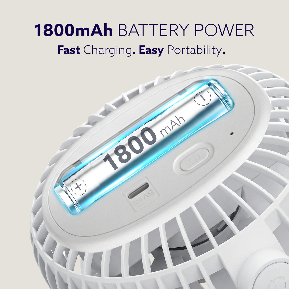 AGARO Regal Portable Clamp Fan | Rechargeable USB-C Compatible Table Fan with 3 Speeds, Multi-Clip Function, 3400 RPM & 