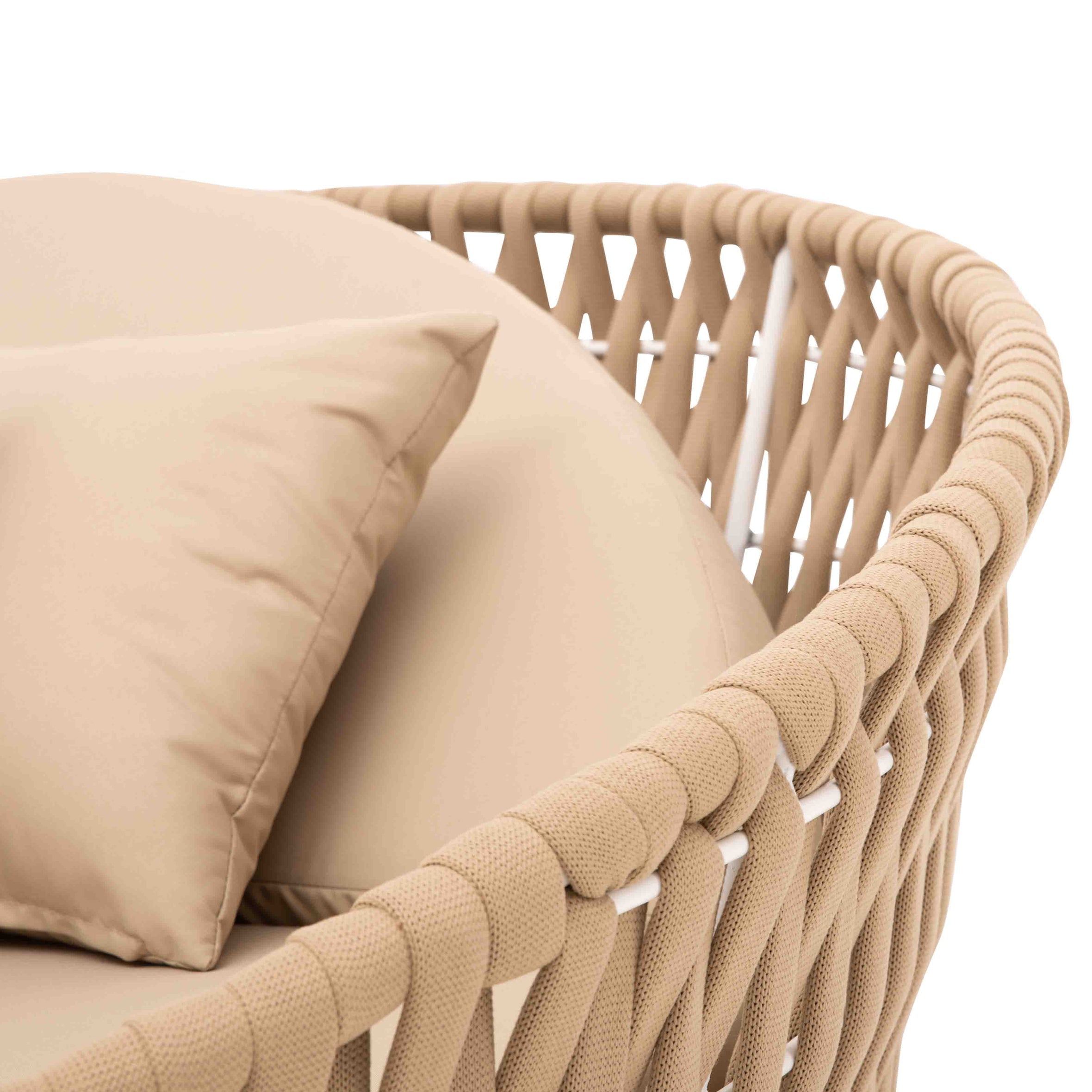 Neck Outdoor Poolside Sunbed With Cushion Daybed (Tan) Braided & Rope