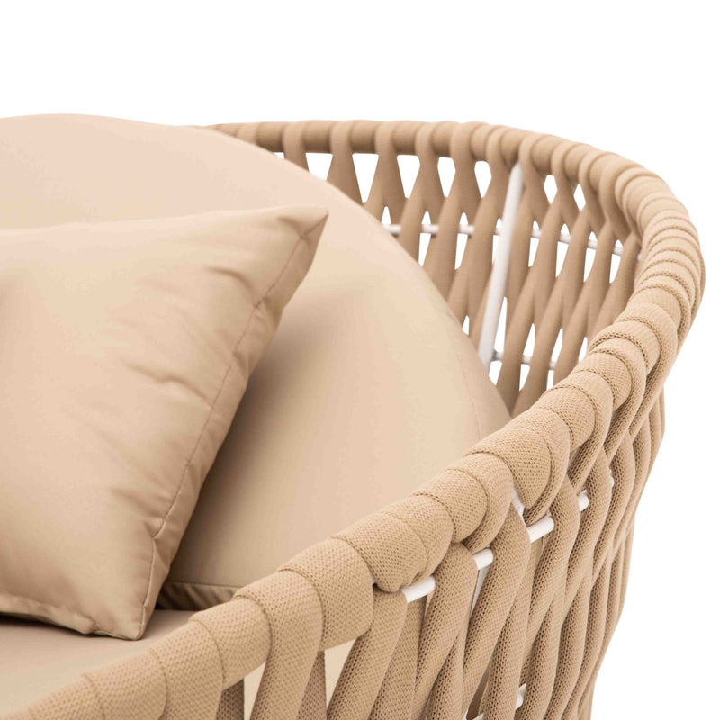 Neck Outdoor Poolside Sunbed With Cushion Daybed (Tan) Braided & Rope