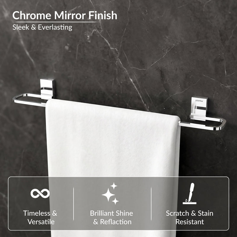 Plantex 304 Grade Stainless Steel 24 inch Towel Hanger for Bathroom/Hand Towel Holder/Single Towel Rod/Bathroom Accessories, Crystal (Chrome)-6