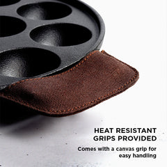Meyer Pre Seasoned Cast Iron 2 Sides Handle Appam Pan, 26cm
