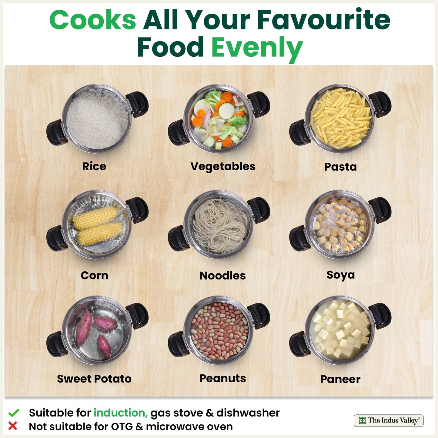 Tri-steel Stainless Steel Rice Pot with Strainer Lid & Lockable Bakelite Handles, Tri-ply 3-Layer Heavy Bottom | Noodle/Pasta/Corn/Soya/Veggies Boiler Pot, Steamer Cooker, Induction & Gas, 1.08 Kg, 19cm, 3.5 L