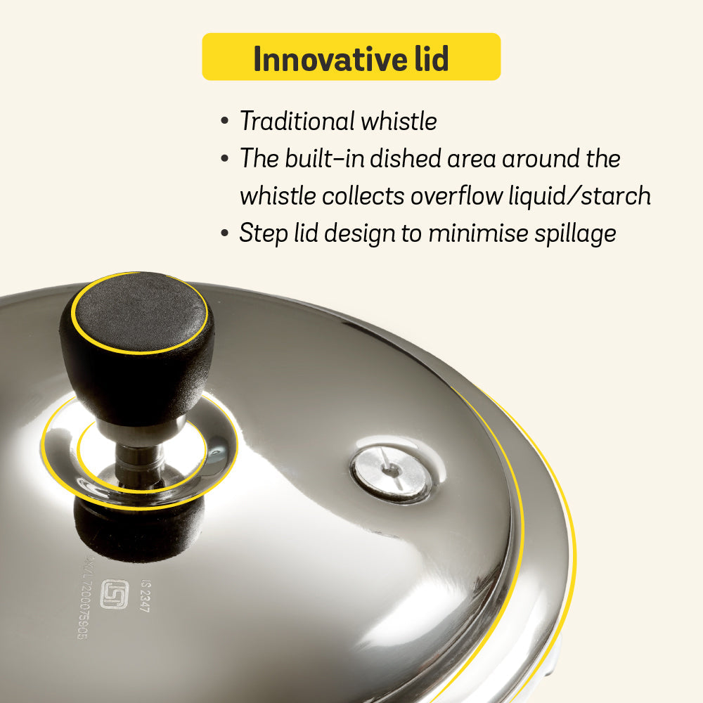MEYER 3pcs Cookware Set (Presta 5.5L Pressure Cooker+22cm Steel Kadai+14cm Steel Milkpan)