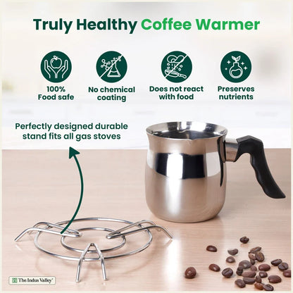 Stainless Steel Turkish Coffee Warmer - Stay-Cool Handle, Induction Friendly, 100% Food-Safe – 500ml / 900ml