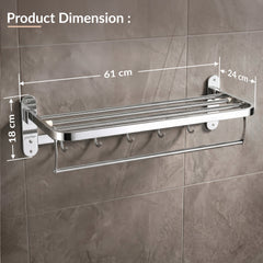 Plantex 304 Grade Stainless Steel Towel Rack in Bathroom/Towel Holder/Bathroom Accessories (24 Inch) Chrome-3