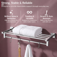 Plantex Heavy-Duty Stainless Steel Towel Rack for Bathroom/Towel Bar/Towel Holder/Bathroom Accessories (24 Inch-Chrome)- Pack of 1, Aqua-3