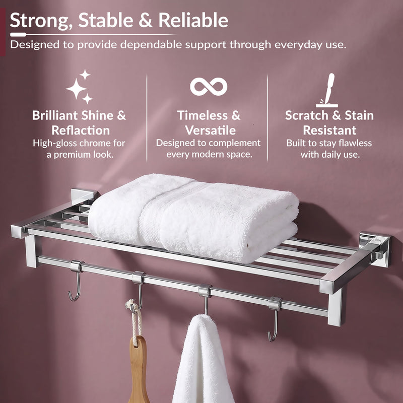 Plantex Heavy-Duty Stainless Steel Towel Rack for Bathroom/Towel Bar/Towel Holder/Bathroom Accessories (24 Inch-Chrome)- Pack of 1, Aqua-3