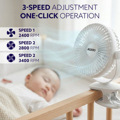 AGARO Regal Portable Clamp Fan | Rechargeable USB-C Compatible Table Fan with 3 Speeds, Multi-Clip Function, 3400 RPM & 