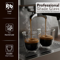 AGARO Elite Double Wall Glass Espresso Cups 80ml, Pack of 2 | Premium Borosilicate, Heat Resistant, Ideal for Coffee, Te