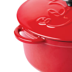 Meyer Disney Bon Voyage Enameled Cast Iron Casserole with Lid, 20cm, 2.5L, Red