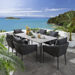 Ventus Outdoor Patio Seating Set 6 Chairs and 1 Table Set (grey)