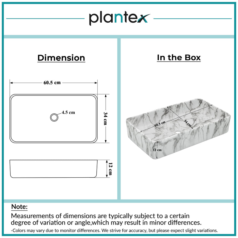 Plantex Table Top Marble Finish Basin/Ceramic Washbasin for Bathroom/Countertop Wash Basin for Home/hotel/Restaurant (24 x 13 x 5 Inch)-3