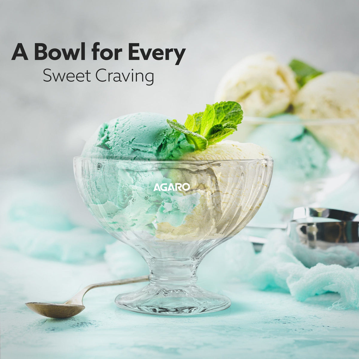 AGARO Glass Elegant Ice Cream Bowl 140ml Set of 6, Ice Cream Bowl, Dessert Cup for Sundae, Sweets, Snacks, Fruit, Puddin