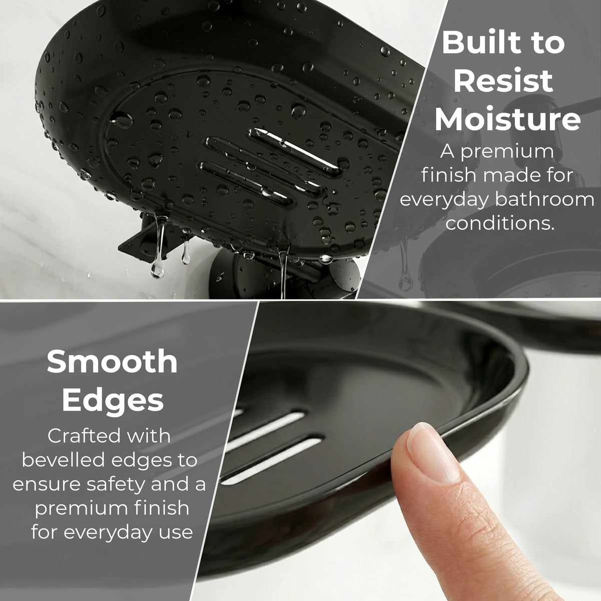 Plantex J4 Stainless Steel Soap Dish with Liquid Dispenser/Soap Stand for Bathroom Wall Mount/Shampoo Dispenser/Bathroom Accessories (PVD Black Finish) Onix-5