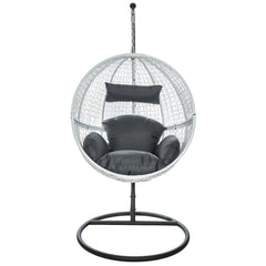 Piccio Single Seater Hanging Swing With Stand For Balcony , Garden Swing (White)