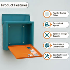 Plantex GI Steel Letter Box/Complaint Box/Small Suggestion Box for Office/Post Box for Home/Wall Mount Mail Box - (Green & Orange)-4