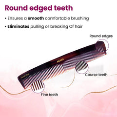 AGARO Hand Made Cellulose Acetate Comb HMC75, All Fine Tooth Dressing Comb, Smooth Rounded Teeth, Hair Styling, Hair Bru